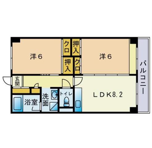 青雲ビル(2LDK/5階)の間取り写真