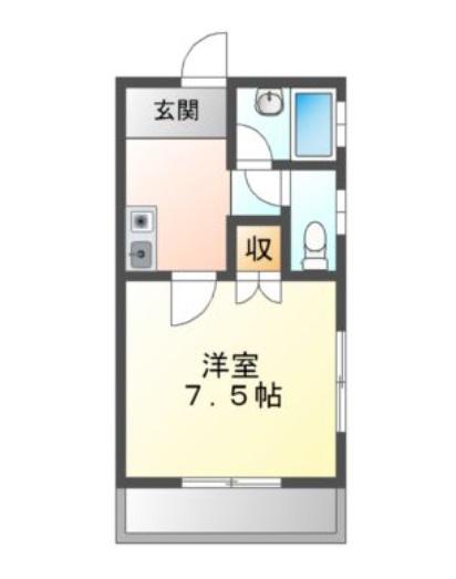 ルームちぐさ(1K/1階)の間取り写真