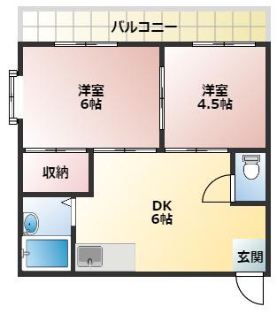 サニーハイツ根上(2DK/1階)の間取り写真