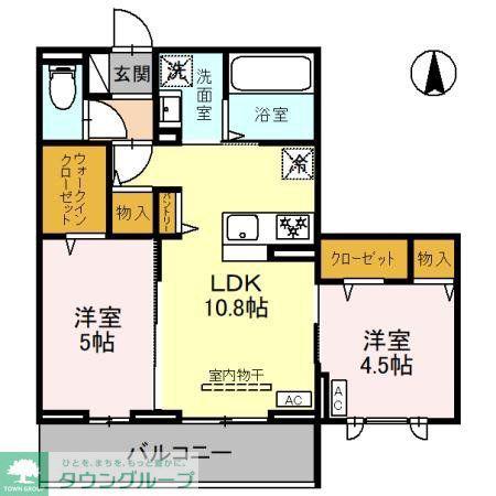 リュミエール(2LDK/2階)の間取り写真