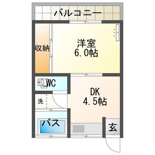 三垣アパート(1K/2階)の間取り写真