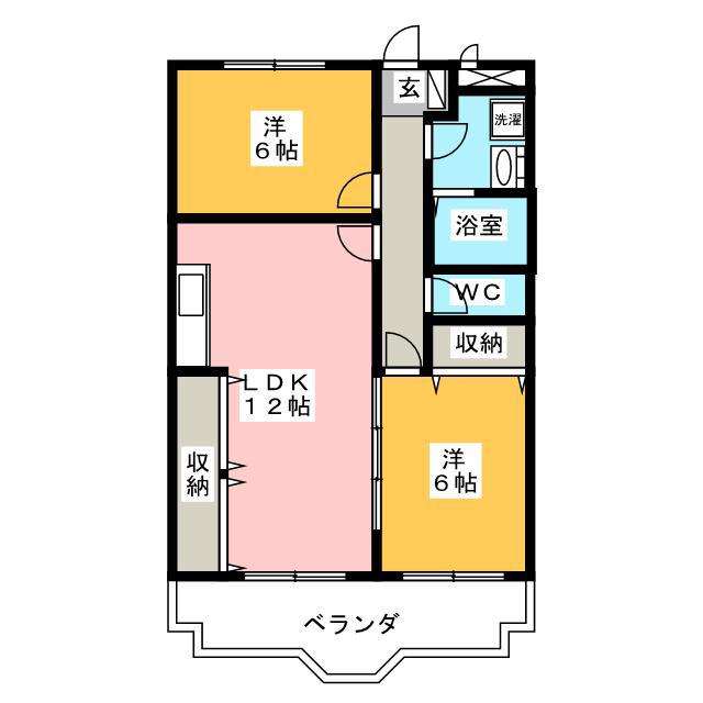 グリーンハイツ(2LDK/2階)の間取り写真