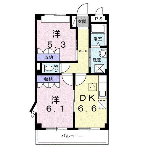 グレースK(2DK/2階)の間取り写真