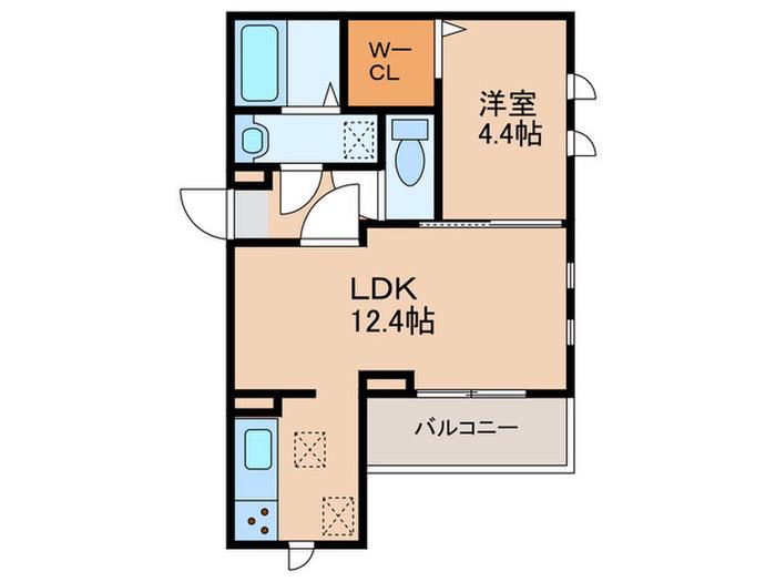 クレストヴェール清水(1LDK/3階)の間取り写真