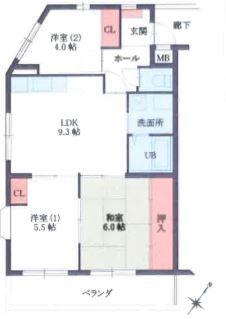 弥生コーポ(3LDK/1階)の間取り写真