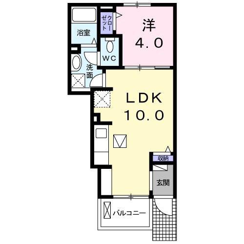 シャン・ド・ポワ―ル(1LDK/1階)の間取り写真