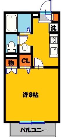 ローズマリー中今泉(1K/2階)の間取り写真