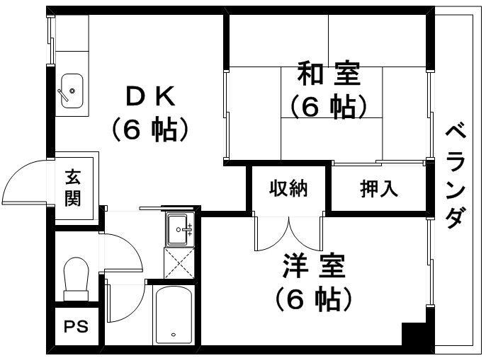 万石NO7(2DK/3階)の間取り写真