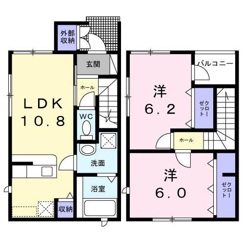 ヴィラハイム・ミヤバ(2LDK/1階)の間取り写真