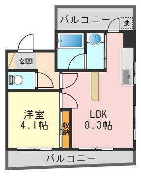 ドミシール平野NO11(1LDK/3階)の間取り写真