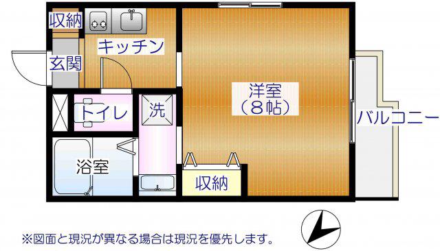 フラットさつきシグマ(1K/3階)の間取り写真