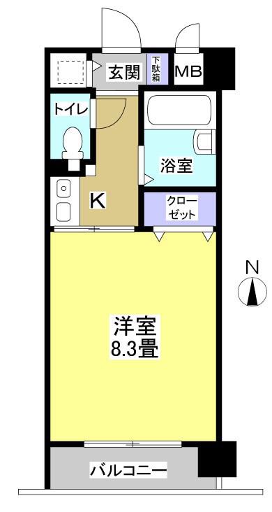 ブライティ助信(1K/2階)の間取り写真