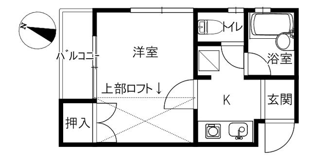 パレス藤堂(1K/2階)の間取り写真