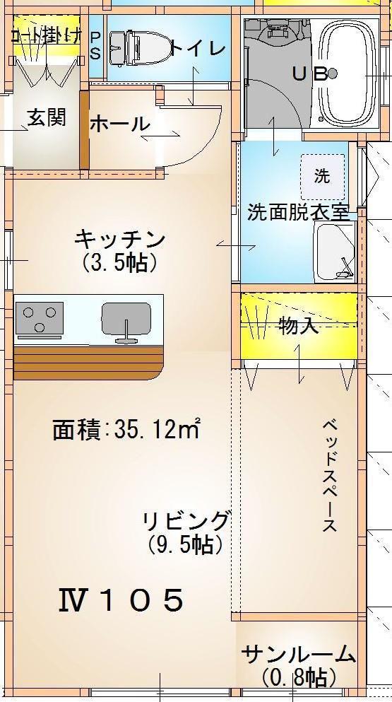 ウインドソングIV(ワンルーム/1階)の間取り写真