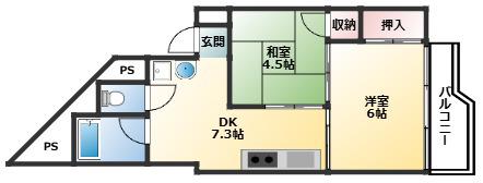 淡路第2ダイヤモンドハイム(2DK/2階)の間取り写真