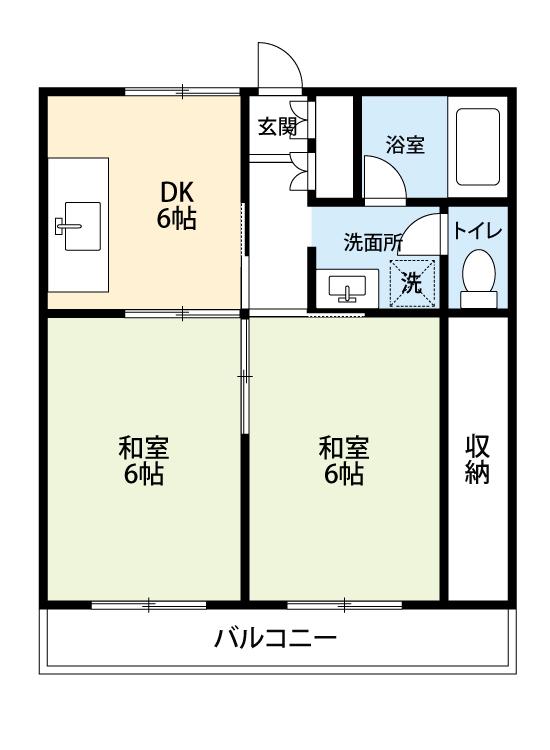 高城コーポ(2DK/6階)の間取り写真