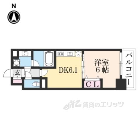 CAVANA九条烏丸(1DK/2階)の間取り写真