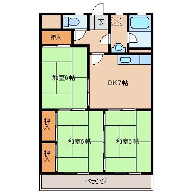 第2オーキットビル(3DK/2階)の間取り写真