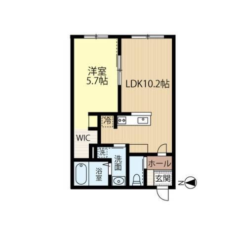 JEEKBLAU美園(1LDK/4階)の間取り写真