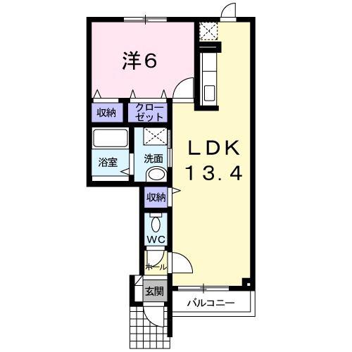 サンリットD(1LDK/1階)の間取り写真