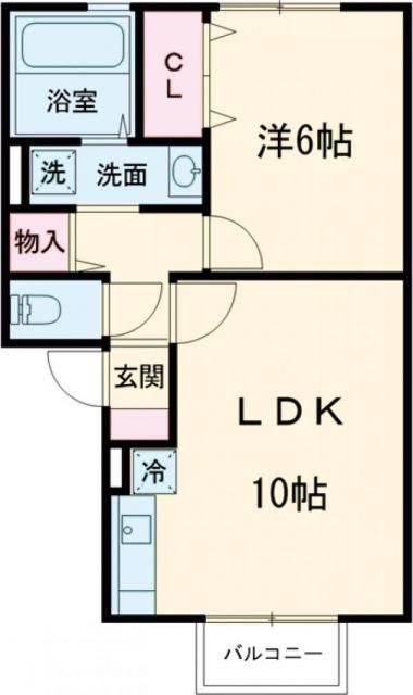 ロイヤルガーデン小佐世保A棟(1LDK/2階)の間取り写真