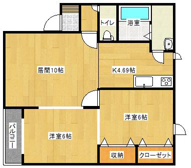 つちやパレス(2LDK/1階)の間取り写真