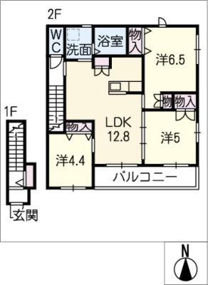 タウン郷西(3LDK/2階)の間取り写真