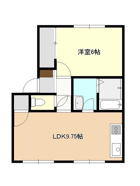 ビバライフ下条(1LDK/1階)の間取り写真