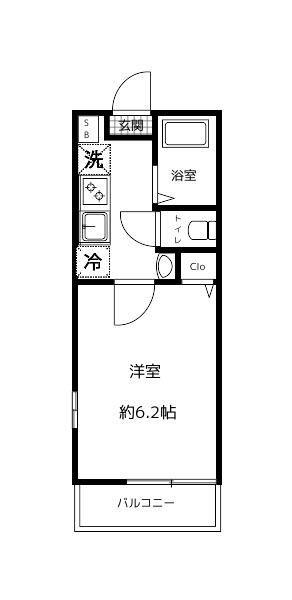 S-HARBAR LAGOON上永谷5丁目(1K/2階)の間取り写真
