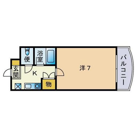 マリナーズコート福岡(1K/5階)の間取り写真