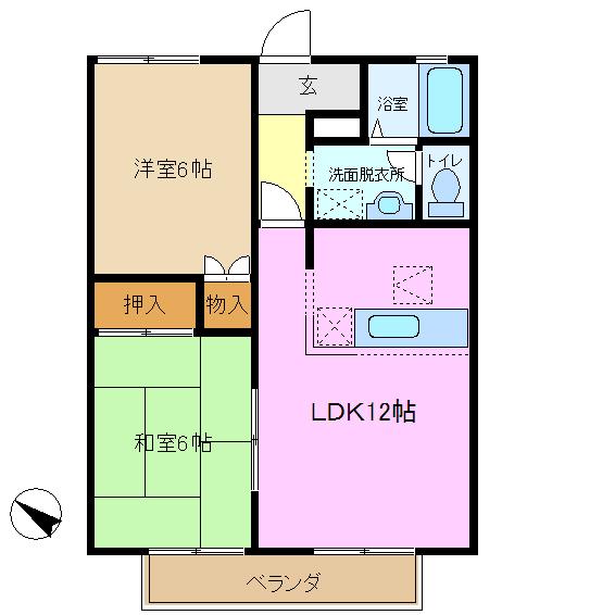 ピアステージ(2LDK/1階)の間取り写真