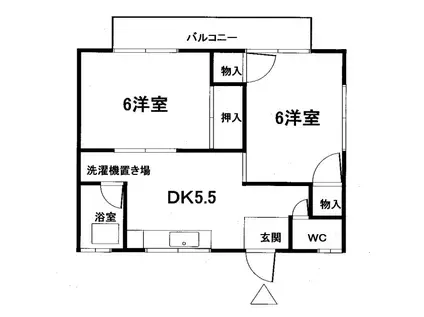 第二コーポオガタ(2DK/2階)の間取り写真