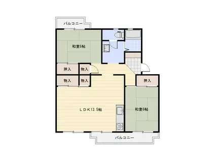 第2中原ハイツ(2LDK/3階)の間取り写真