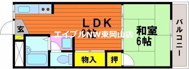 プレシャスビル(1DK/2階)の間取り写真
