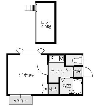 エテルノRF(1K/2階)の間取り写真