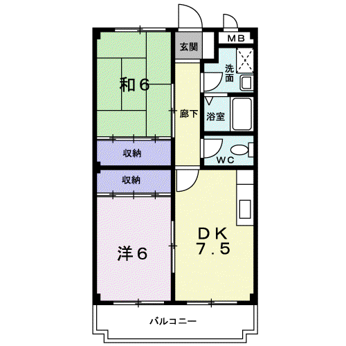 プラテアM(2DK/2階)の間取り写真