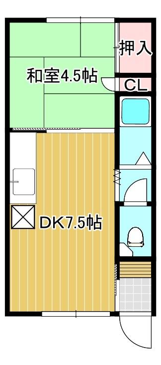 南仲町1号ハイツ(1DK/2階)の間取り写真