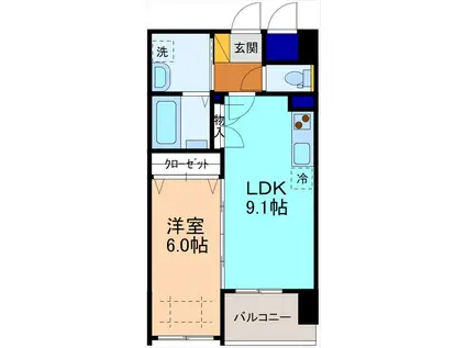 RITZ9(1LDK/4階)の間取り写真