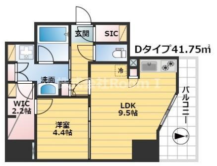 エスリードコート堺筋本町(1LDK/10階)の間取り写真