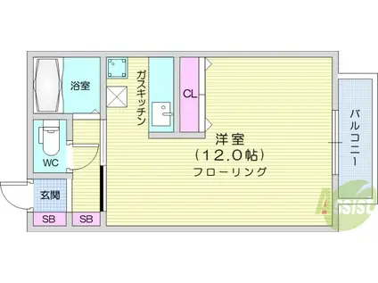 ファーストエイト桜ヶ丘(ワンルーム/1階)の間取り写真