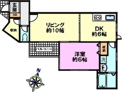 フローラハイツ日暮(2DK/1階)の間取り写真