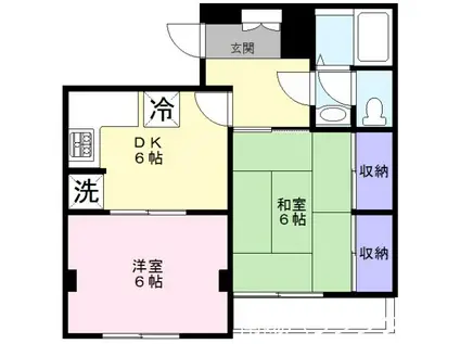 国風閣マンション(2DK/2階)の間取り写真