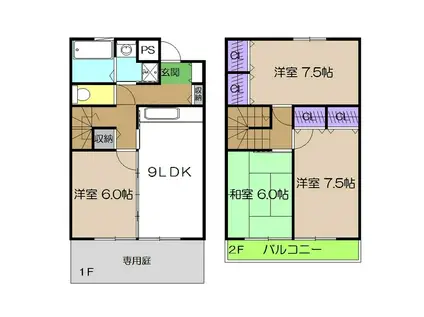 セゾン・メルヴェーユ秋 C(4LDK/1階)の間取り写真
