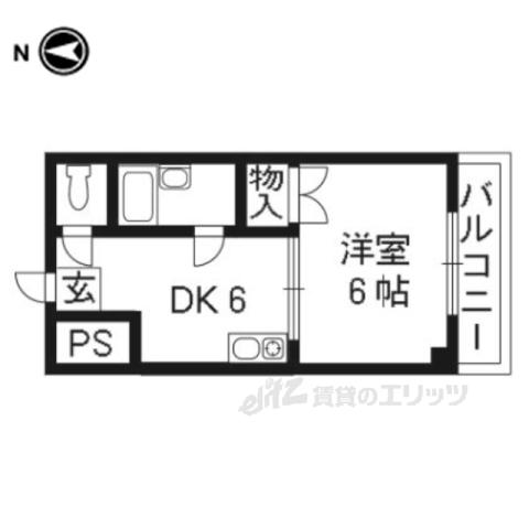 ルシェール西院(1DK/3階)の間取り写真