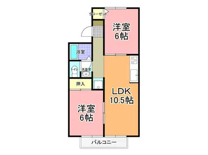 ハイツ・サンパティーク(2LDK/2階)の間取り写真