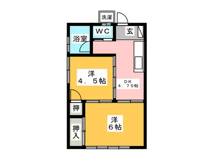 マンション吹上(2DK/1階)の間取り写真