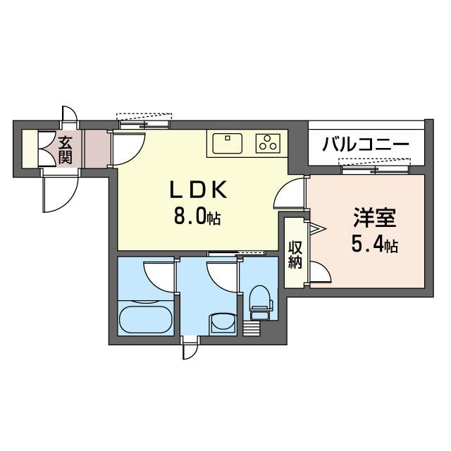 リヴェール メゾン(1LDK/2階)の間取り写真