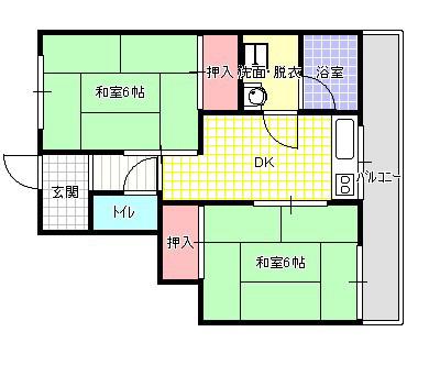 桃園マンション(2DK/2階)の間取り写真