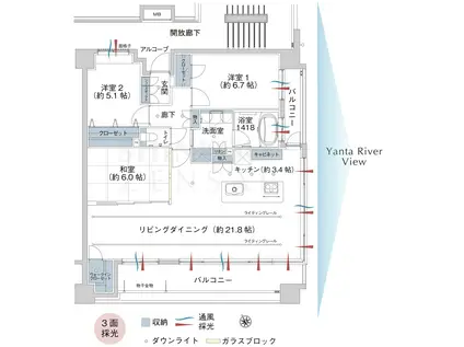グランフォセット新白河(3LDK/3階)の間取り写真
