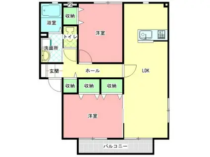 サニーハウス高橋2(2LDK/1階)の間取り写真
